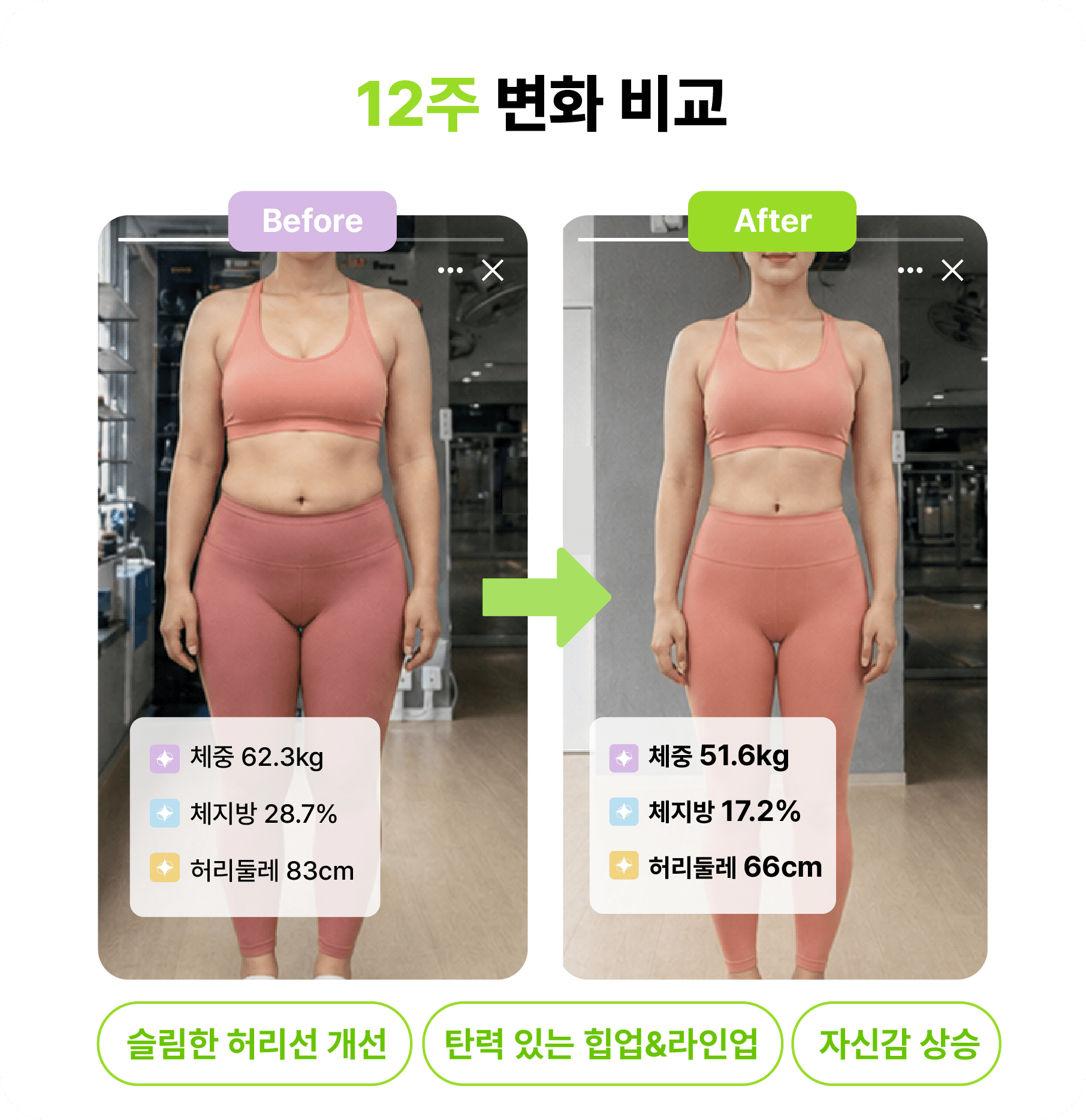 12주 변화 비교 전후 사진 1